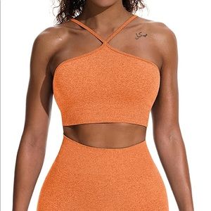 Orange workout shorts set